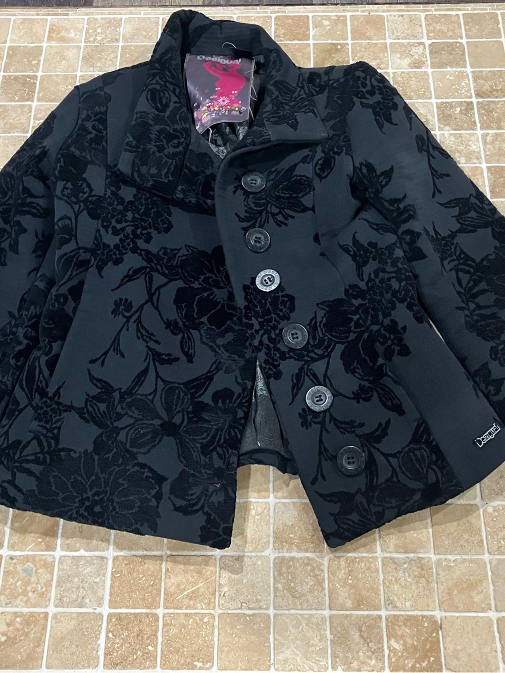 Desigual Black Winter Jacket sz 36